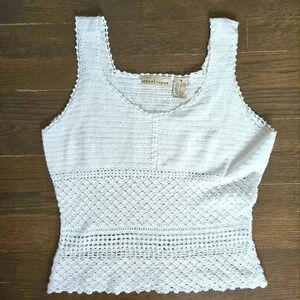 VTG Apostrophe Crochet ramie and cotton cottage core coastal vacation top sz S